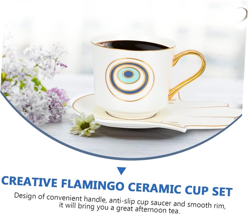 White Blue Coffee Set Smooth Rim Tea Cup For Afternoon Tea Home Bar Restaurant - Image 3